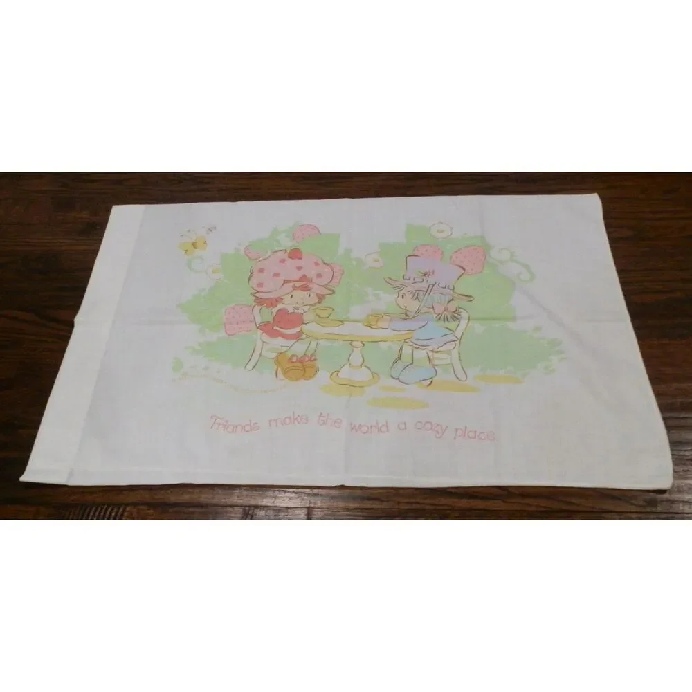 VTG 80s Strawberry Shortcake Twin Sheet Set American Greetings Rainbows Friends